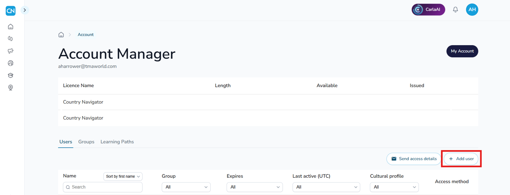 How do I create new users on the Admin page?